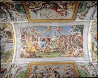 Galleria di Carracci Carracci Hall detalj av triumfen av Bacchus och Ariadne, 1597-1604 fresk av Annibale Carracci