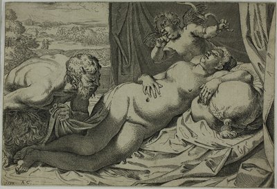 Venus och Satyr av Annibale Carracci
