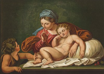 Jungfrun, spädbarnsfrälsaren och St John av Annibale after Carracci