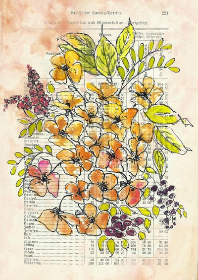 Dokument med vintageblommor av Annick
