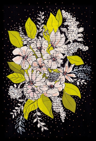En lekfull blomsterbukett av Annick