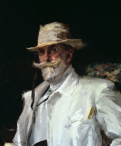 Porträtt av William Merritt Chase, amerikansk impressionistisk målare, c1910 av Annie Traquair Lang