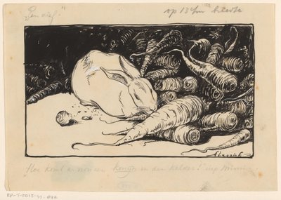 Kanin som gnager på en morot av Anny Leusink (signed by artist)