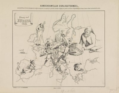 Visuell krigsscen / Karta över Europa 1859 (titel på objekt) av Anonymous