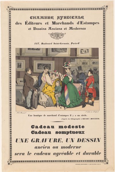 Affisch från Syndicate Chamber of Publishers and Merchants of Old and Modern Prints and Drawings te Parijs av Anonymous