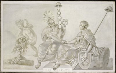 Allegori över "Vänskaps- och handelsavtalet mellan Förenade Nederländernas generalstater och Amerikas förenta stater", Haag, 7 oktober 1782 av Anonymous