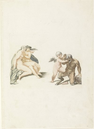 Amor straffar en satyr av Anonymous