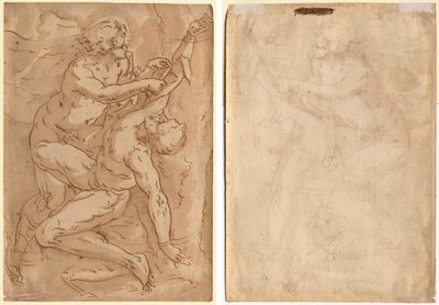 Apollo Flaying Marsyas (recto) Två skisser av en mor och ett barn (verso) av Anonymous