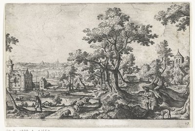 Apollo dödar Coronis Landskap med mytologiska och bibliska scener (serietitel) av Anonymous