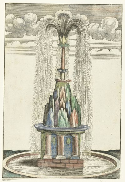 Bassin met berg i rond bassin Architectura Curiosa Nova (serietitel) av Anonymous