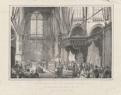Svära in av H.M. kung Willem III. i Nieuwe Kerk i Amsterdam 12 maj 1849 (titel på objekt) av Anonymous