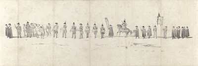 Begravning av den avlidne kung Willem II i Delft den 4 april 1849 (sida 3) Fem sammanhängande ark av Vilhelm II:s begravningståg 1849 (serietitel) av Anonymous