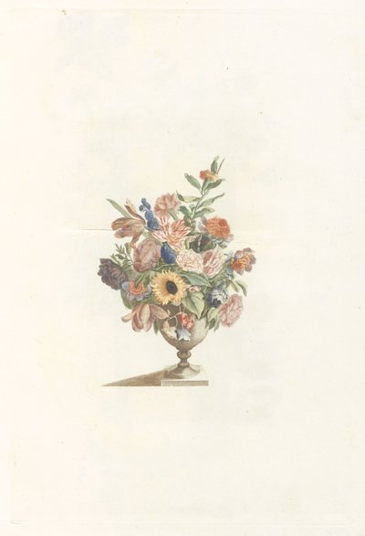 Blomvas med solros och tulpaner av Anonymous