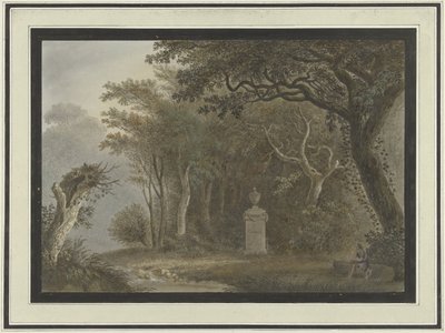 Skogslandskap med monument till Salomon Gessner av Anonymous