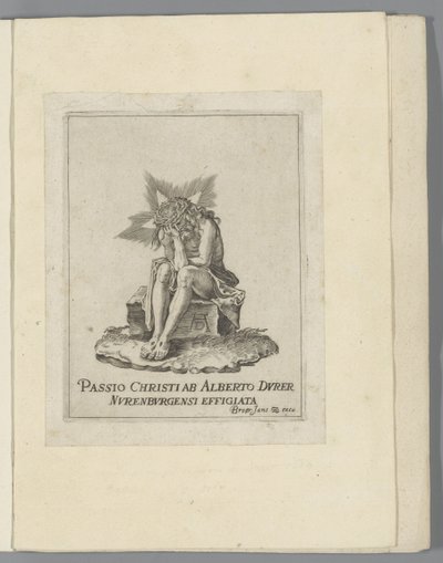 Kristus på den kalla stenen The Little Passion (serietitel) Passio Christi Ab Alberto Durer Nurenburgensi Effigiata (serietitel på objekt) av Anonymous