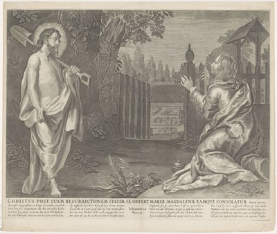Christus verchicht als tuinman aan Maria Magdalena (Rör mig inte) Kristus omedelbart efter sin uppståndelse erbjuder sig själv till Maria Magdalena och tröstar henne (titel på objektet) Royal Bijbel (serietitel) av Anonymous
