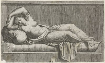 Cleopatra ligger halvnaken på sängen av Anonymous