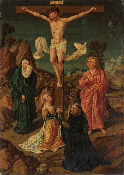 Korsfästelse med jungfrun, Sankt Johannes, Maria Magdalena, en donator av Anonymous