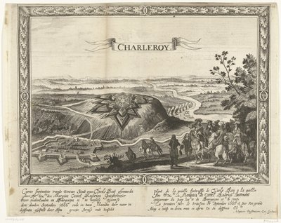 Den nya fästningen Charleroi, 1666 Caerte figurativ av den nya staden av Charle Roij (...) (titel på objekt) Plant de la nouelle fortresse de Charle Roij (...) (titel på objektet) av Anonymous