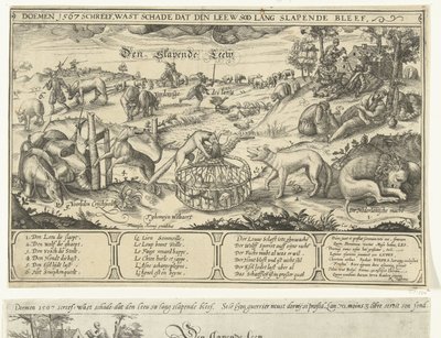 Det sovande lejonet, 1567 The Sleeping Leew (titel på objekt) av Anonymous