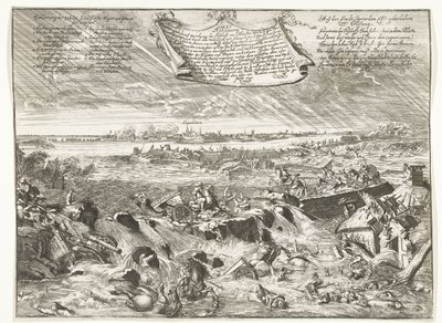 Dijkdoorbraak nära Coevorden, 1673 Ta reda på hur och vilken form, genom dekret av biskopen av Munster (...) (titel på objekt) av Anonymous