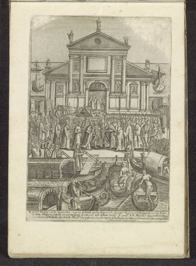 Doge en Serenissima Signoria voor de kerk av San Giorgio Maggiore i Venedig Scènes uit het Venetiaanse leven (serietitel) Habiti d
