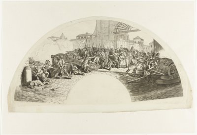 De spanska patrioterna Luis Daoiz och Pedro Velarde y Santilláns död i försvaret av Madrid mot franska trupper i Parque de Artilleria den 2 maj 1808 Dia Dos de Mayo de 1808. Och Madrid av Anonymous