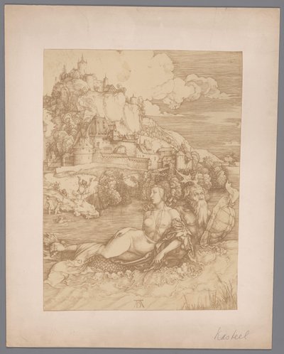 Fotoreproduktion av gravyren Abduction by the Sea Monster av Albrecht Dürer av Anonymous