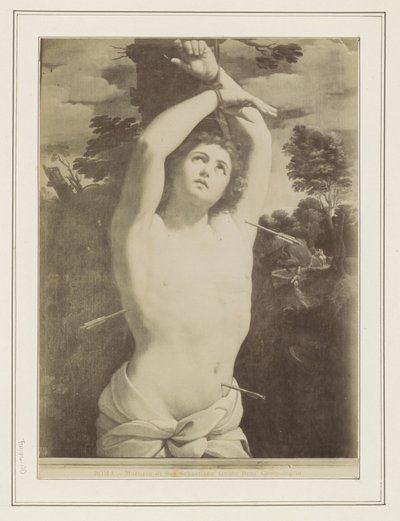Fotoreproduktion av en målning av Guido Reni, föreställande Saint Sebastians martyrskap ROMA - Martirio di San Sebastiano, Guido Reni. Campidoglio (titel på objekt) av Anonymous
