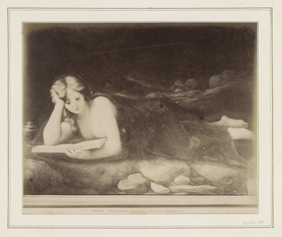 Fotoreproduktion av en målning efter Antonio da Correggio, föreställande Maria Magdalenas botgöring ROMA - Maddalena Correggio, Galleria Borghese (titel på objekt) av Anonymous