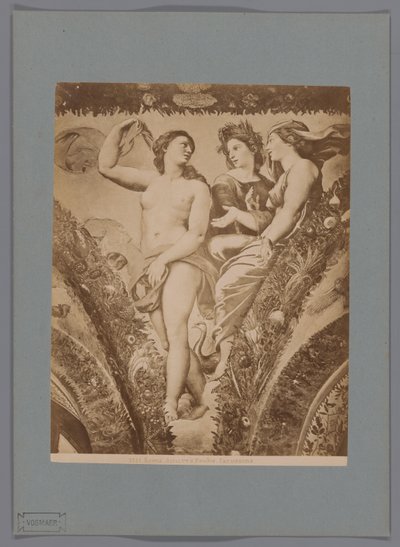 Fotoreproduktion av fresken Amor en Psyche i Loggia di Psyche, Villa Farnesina i Rom Rom. Amor och Psyche. Farnesina (titel på objekt) av Anonymous