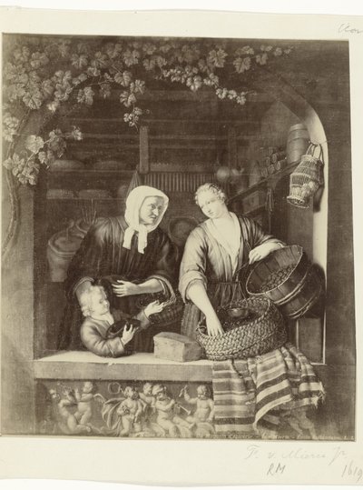 Fotoreproduktion av målningen The Grocery av Frans van Mieris II Musée d
