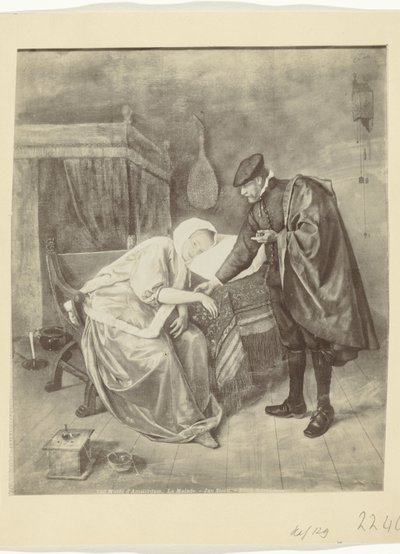 Fotoreproduktion av målningen Den sjuka kvinnan av Jan Steen Musée d