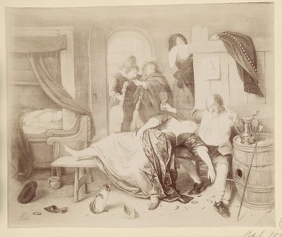 Fotoreproduktion av målningen Det berusade paret av Jan Steen av Anonymous