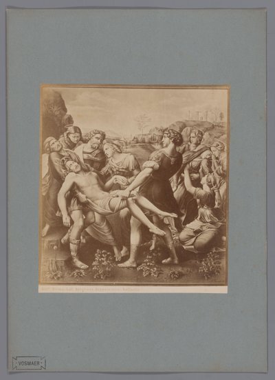 Fotoreproduktion av målningen Descent from the Cross av Raphael, i samlingen av Galleria Borghese i Rom Roma. Galla. Borghese. Deposition. Raffaello (titel på objekt) av Anonymous