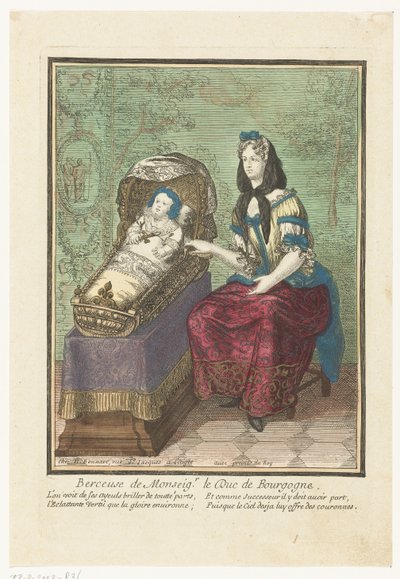 Fransk kung i en vagga Berceuse de Monsignor. Le Duc de Bourgogne. (titel på objekt) av Anonymous