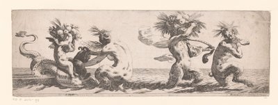 Frisiska med satyrer och putto på havsdjur av Anonymous