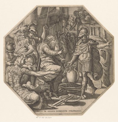 Furius Camillus för en konung Camillus ärorika list mot gallerna (titel på objekt) av Anonymous
