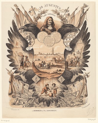 Jubileumstavla vid firandet av 200 år av reliefen av Groningen 1672-1872 av Anonymous