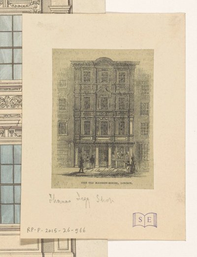 Fasad på Thomas Teggs butik i London The Old Mansion House, London (titel på objekt) av Anonymous