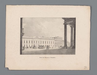 Utsikt över Bryssel Hotel des Monnaies à Bruxelles (titel på objektet) av Anonymous