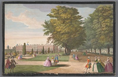 Vy över Hampton Court Palace i London sett från södra sidan av Anonymous