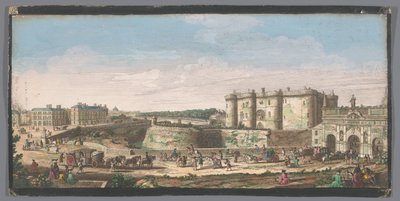 Utsikt över Bastiljen och Porte Saint-Antoine i Paris Utsikt över Bastille de Paris, från Porte St. Antoine, et d