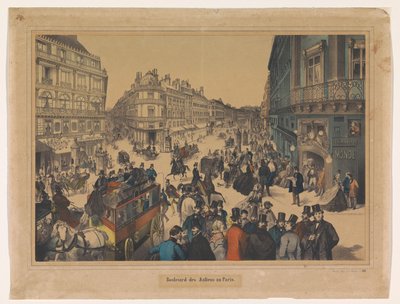 Utsikt över Boulevard des Italiens i Paris Boulevard des Italiens zu Paris (titel på objekt) av Anonymous