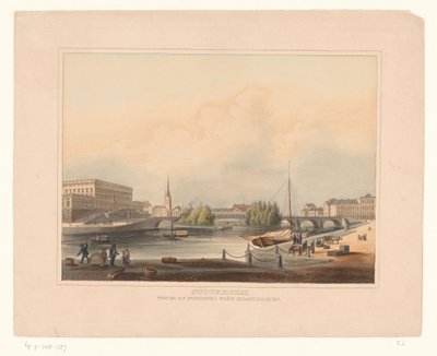 Gezicht op de Norrbro, te Stockholm Stockholm. Utsigt af Norrbro fran blasiiholmen (titel på objekt) av Anonymous