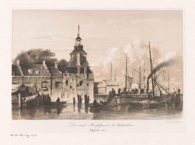 Utsikt över den östra gamla huvudporten Den gamla Hoofdpoort i Rotterdam (titel på objekt) av Anonymous