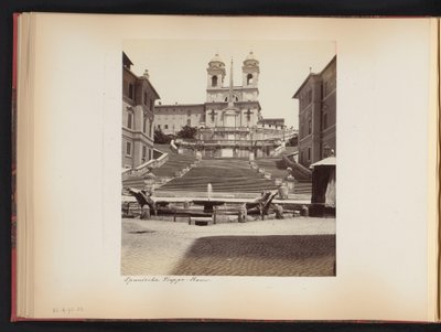 Utsikt över Spanska trappan, Piazza di Spagna och Trinità dei Monti i Rom, Italien Spanska Treppe. Rom (titel på objekt) av Anonymous