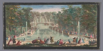 Utsikt över kaskaderna i trädgården på Château de Saint-Cloud Veue de la cascade de St. Cloud (titel på objekt) av Anonymous