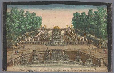 Utsikt över kaskaderna i trädgården på Château de Saint-Cloud Vue perspective des cascades du Chateau de St. Cloud (titel på objekt) av Anonymous
