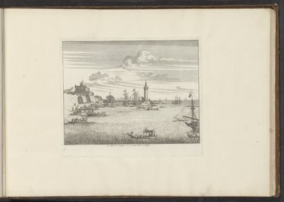 Utsikt över hamnen med en fyr och ett palats i Neapel Le Mole, le Cinosura, et le Castell Novo, à Neapel (titel på objekt) Palats och monument i Venedig, Livorno, Neapel och Rom (serietitel) av Anonymous